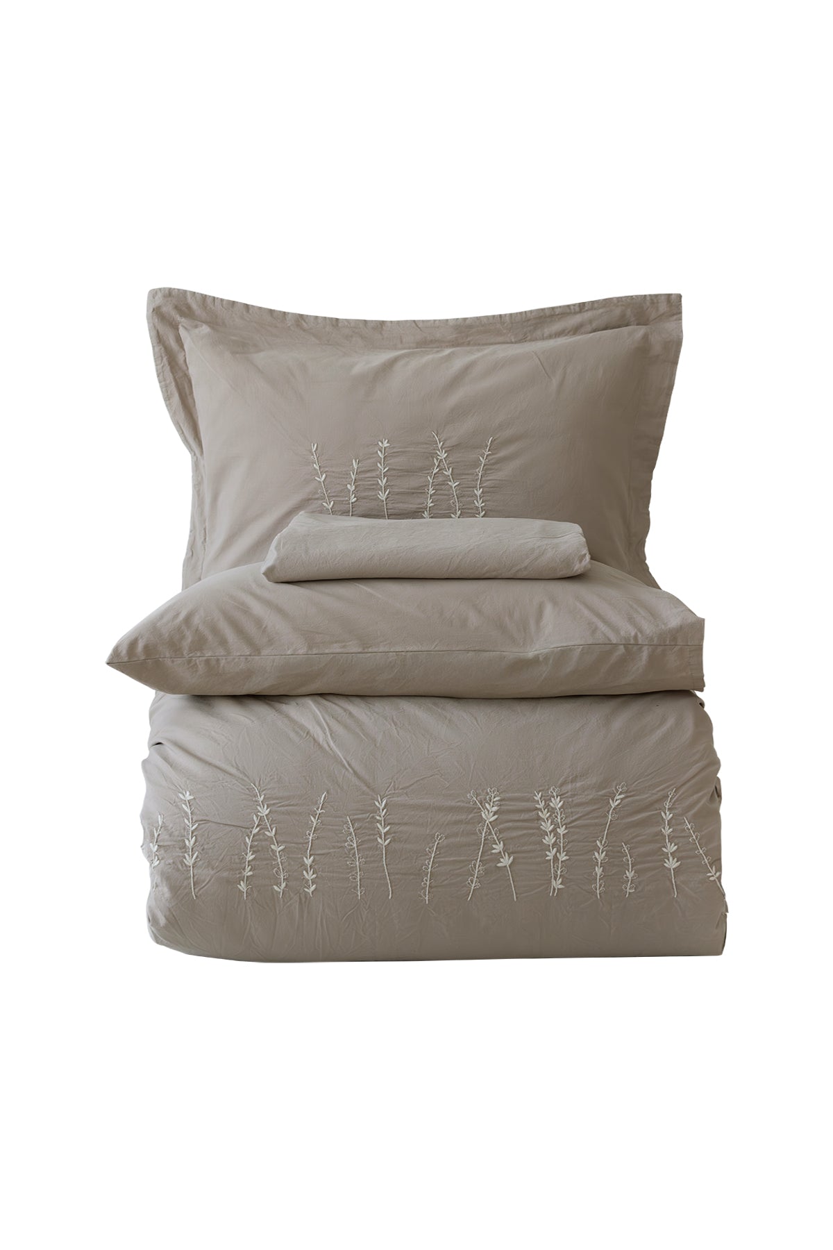 Berthe %100 Pamuk Stonewashed Çift Kişilik Nevresim Takımı Vizon