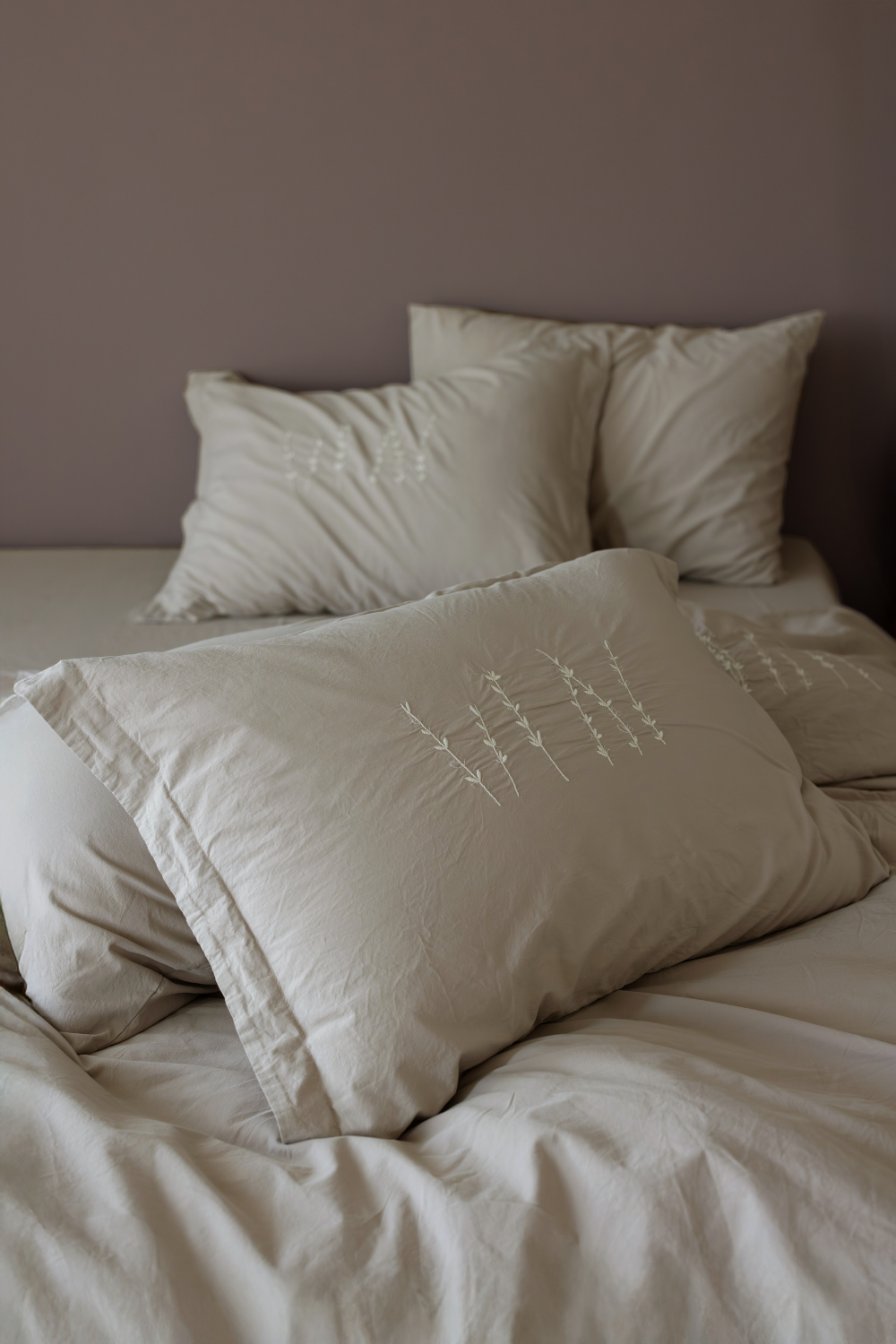 Berthe %100 Pamuk Stonewashed Çift Kişilik Nevresim Takımı Vizon