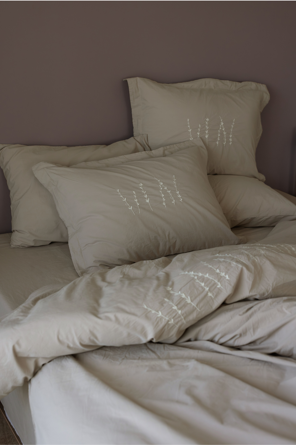 Berthe %100 Pamuk Stonewashed Çift Kişilik Nevresim Takımı Vizon