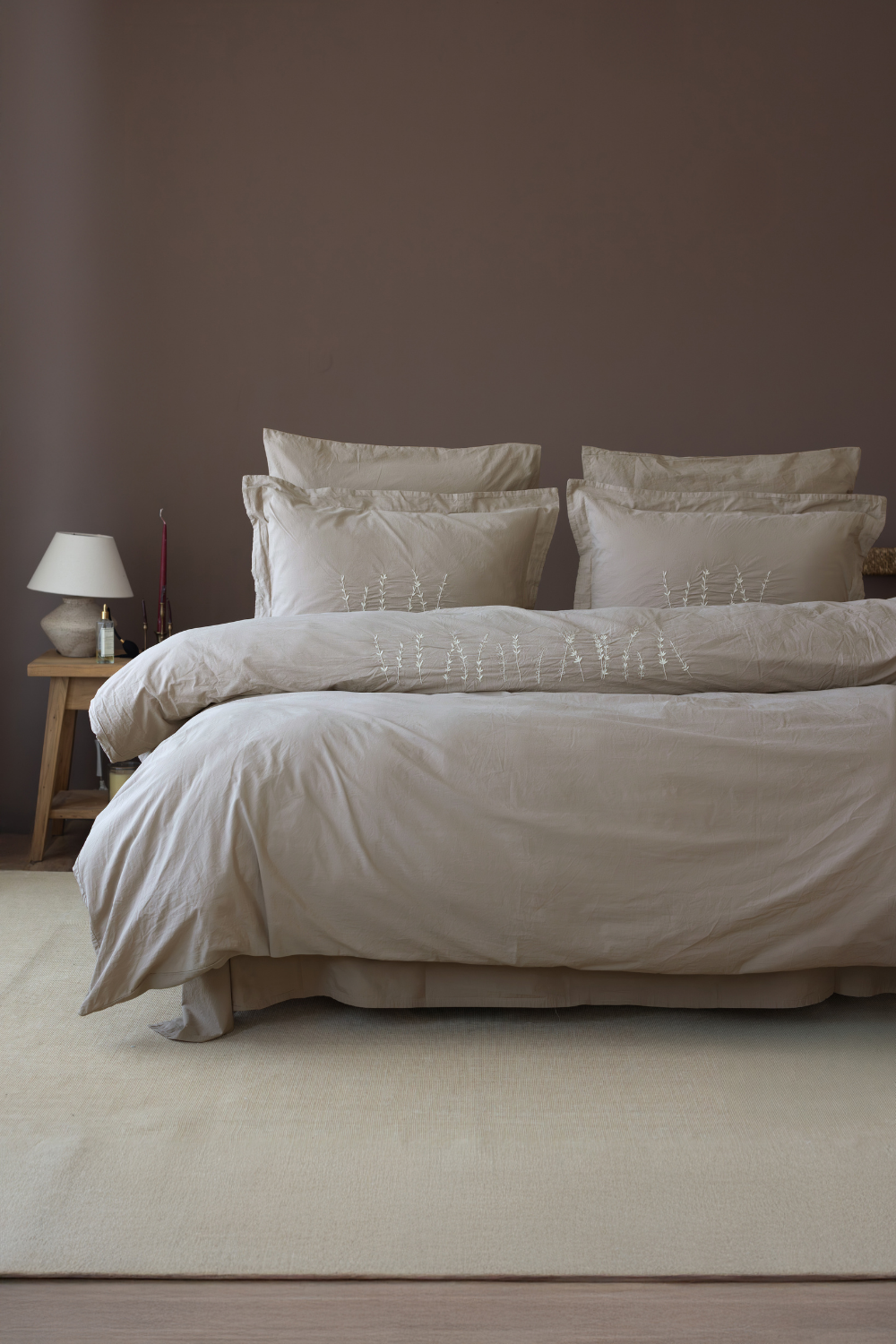 Berthe %100 Pamuk Stonewashed Çift Kişilik Nevresim Takımı Vizon