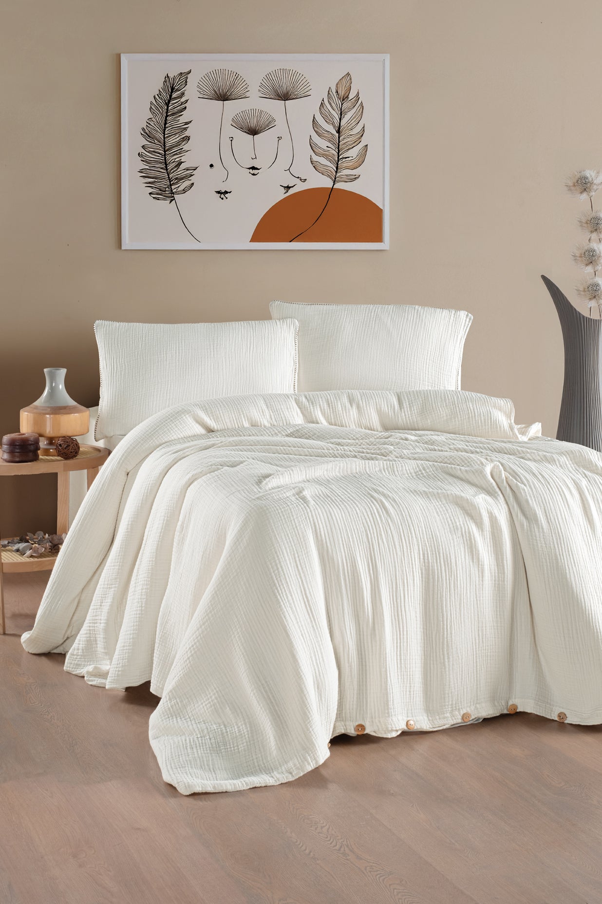 Henna Cream Muslin Cotton Nevresim Takımı