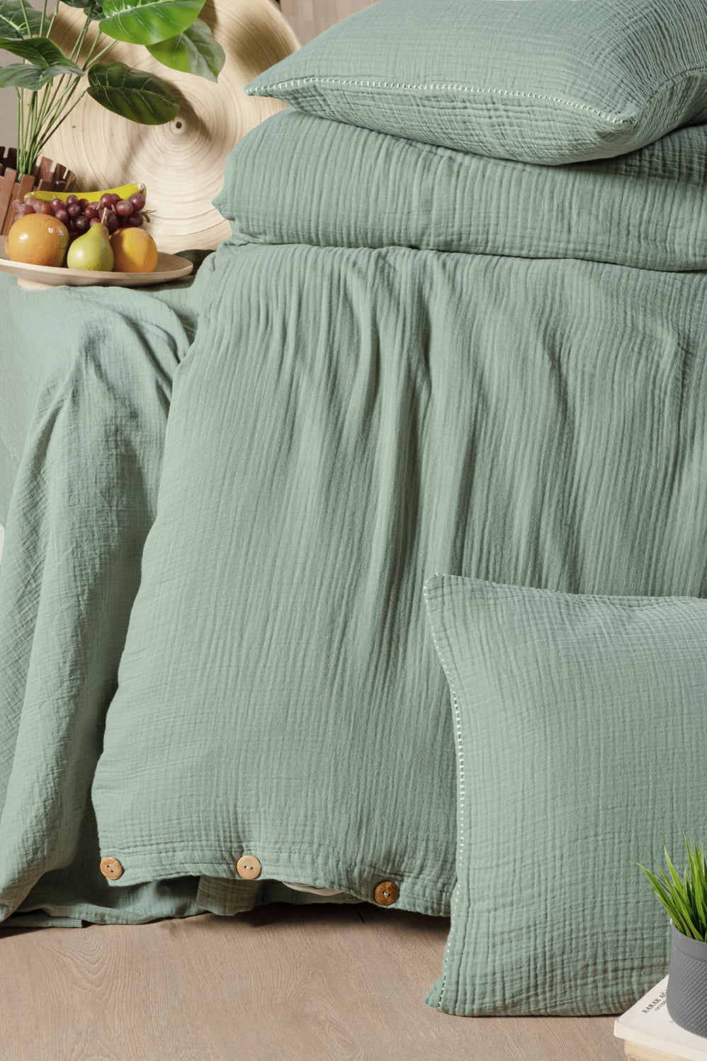 Henna Green Muslin Cotton Nevresim Takımı