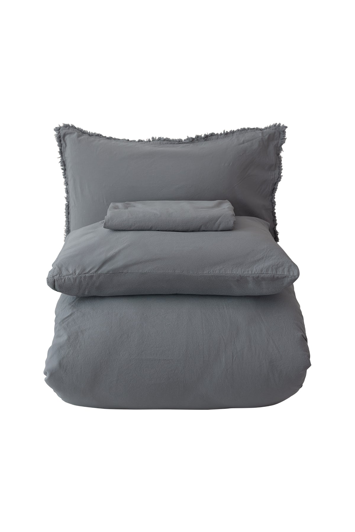Polina %100 Pamuk Stonewashed Çift Kişilik Nevresim Takımı Gri