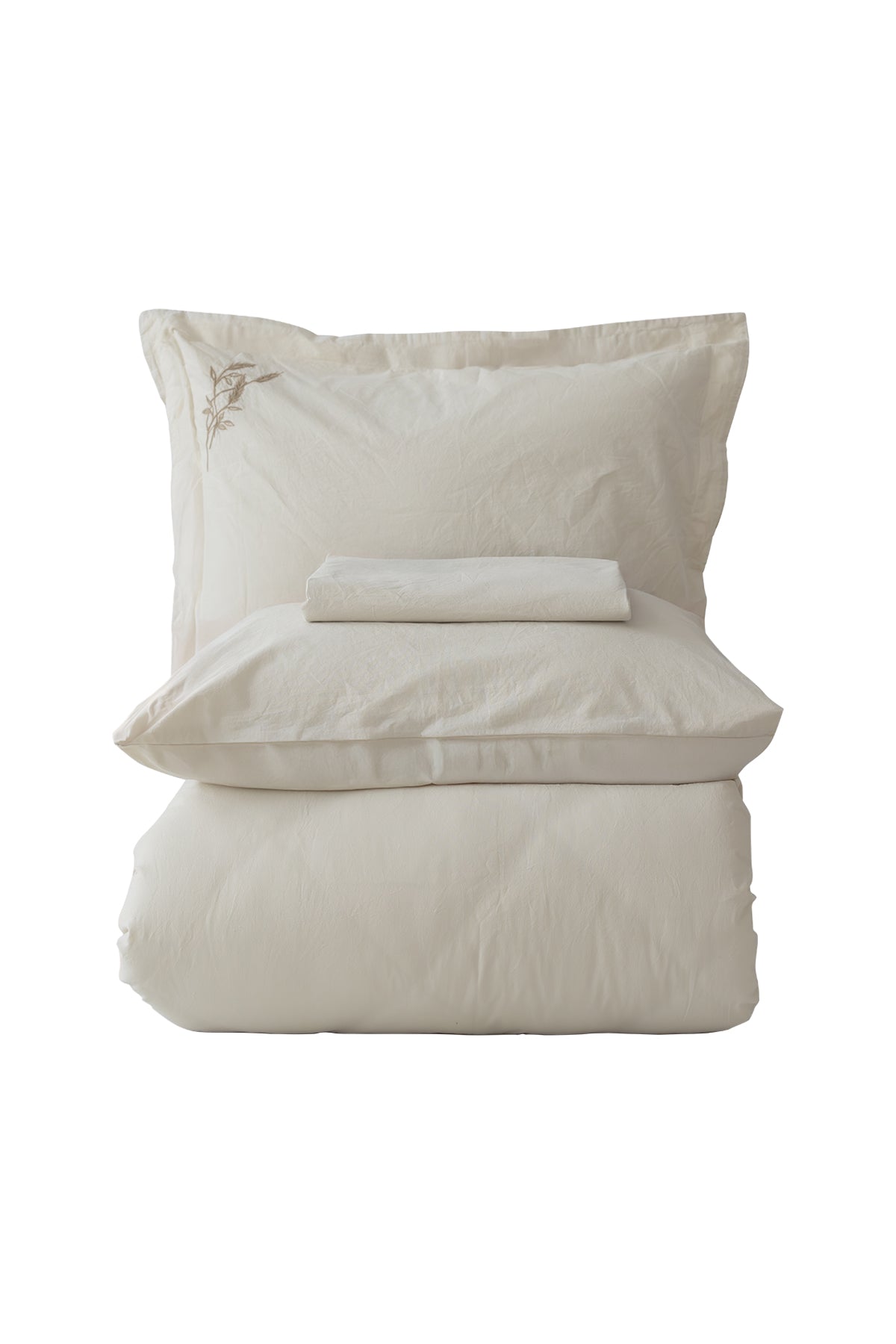 Solea %100 Pamuk Stonewashed Çift Kişilik Nevresim Takımı Krem