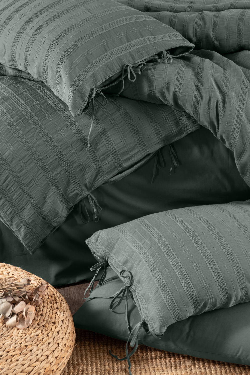 Ardus %100 Pamuk Stonewashed Çift Kişilik Nevresim Takımı Yeşil