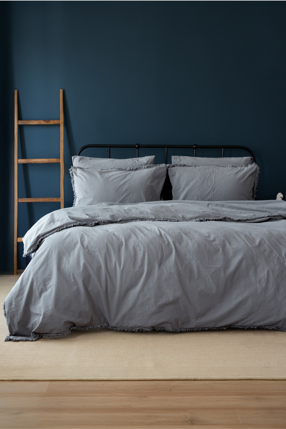 Polina %100 Pamuk Stonewashed Çift Kişilik Nevresim Takımı Gri
